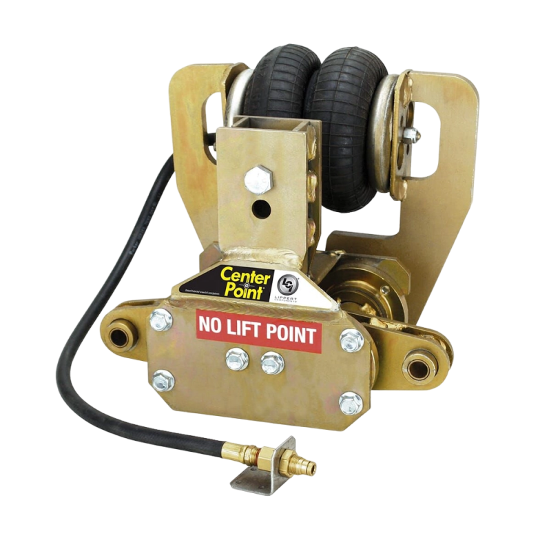 Lippert Center Point suspension system with airbag, labeled no lift point.